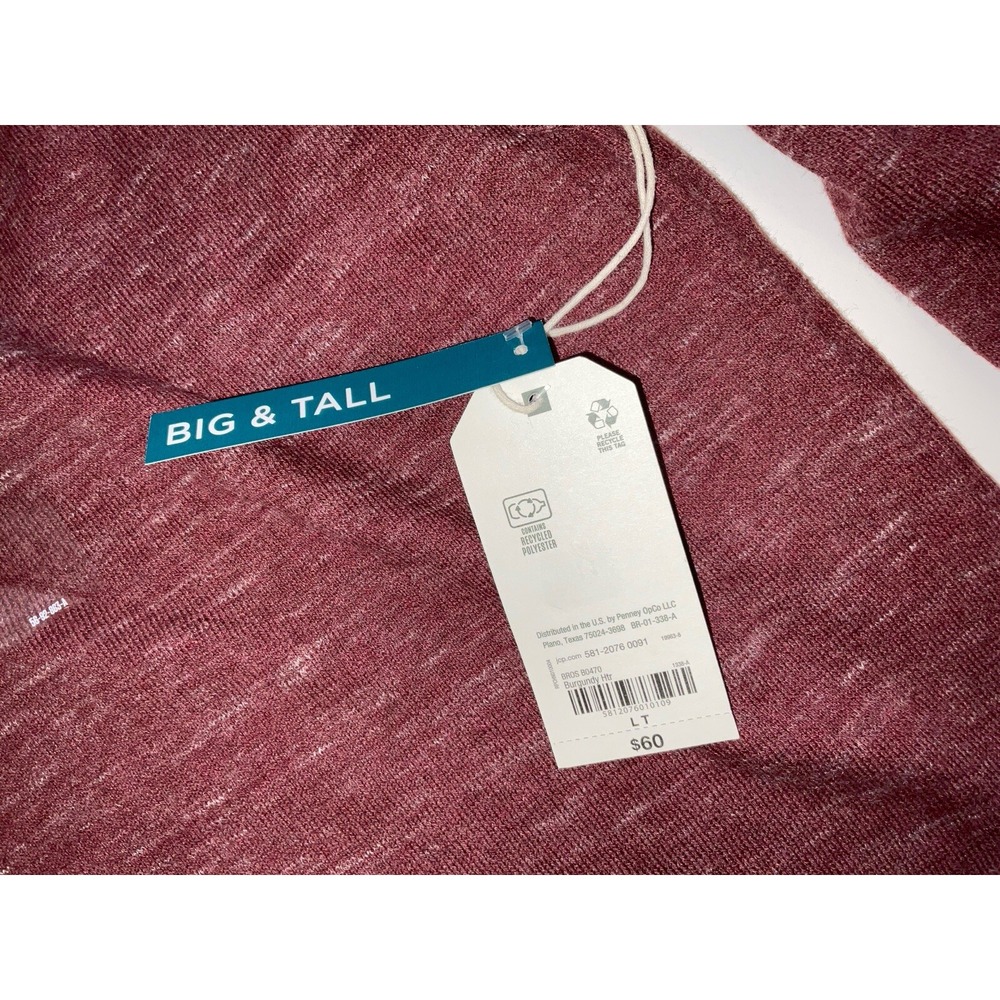 NWT Men's Big Tall Mutual Weave Lightweight Sweater Burgundy Heather Large Tall - Picture 6 of 7